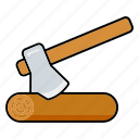 axe, equipment, gardening, log, tools, wood