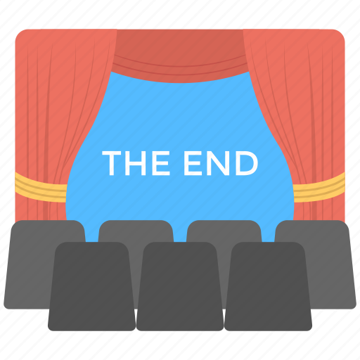 Cinema movie, play end, theatre art, theatre movie the end, theatre stage icon - Download on Iconfinder