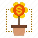 dollar, flower, grow, interest, invest, money