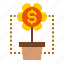 dollar, flower, grow, interest, invest, money 