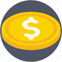 cash, currency coin, dollar coin, money, wealth