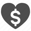 dollar, finance, heart, love, money, sign, wealth