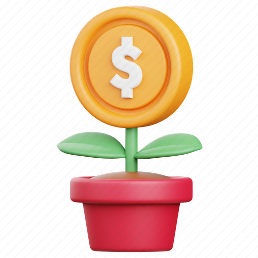 Money, growth, plant, profit, investment, dollar, finance 3D illustration - Download on Iconfinder