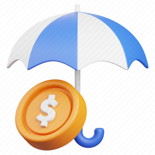 Insurance, money, coin, protection, umbrella, business, finance 3D illustration - Download on Iconfinder