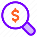 search, money, business, zoom, finance, magnifying, glass