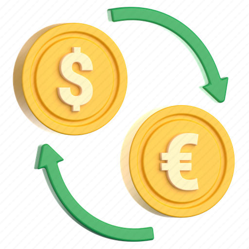 Money, exchange, coin, finance, business, bank, euro 3D illustration - Download on Iconfinder