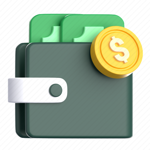 Wallet, finance, money, purse, business, payment, dollar 3D illustration - Download on Iconfinder