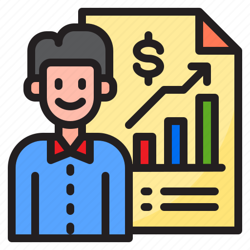 Businessman, report, graph, money, finance icon - Download on Iconfinder