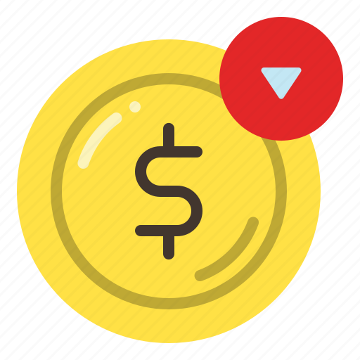Dollar down, currency, value, inflation icon - Download on Iconfinder