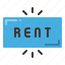 rent, rental, button, property