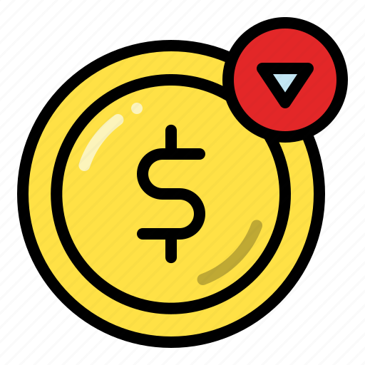 Dollar down, currency, inflation, value icon - Download on Iconfinder