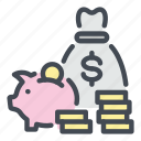 savings, income, bank, banking, money, bag, piggy