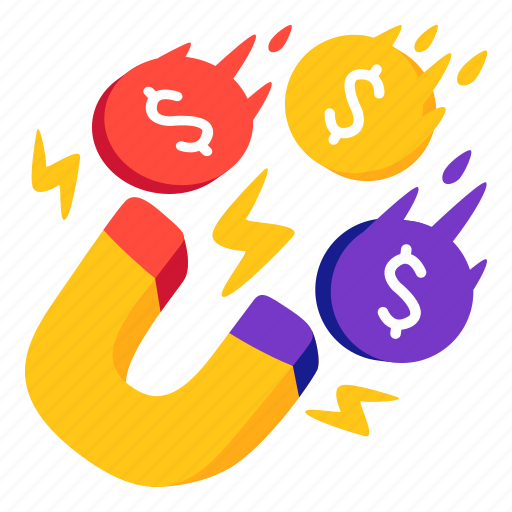 Magnet, investing, invest, money, stickers, sticker illustration - Download on Iconfinder