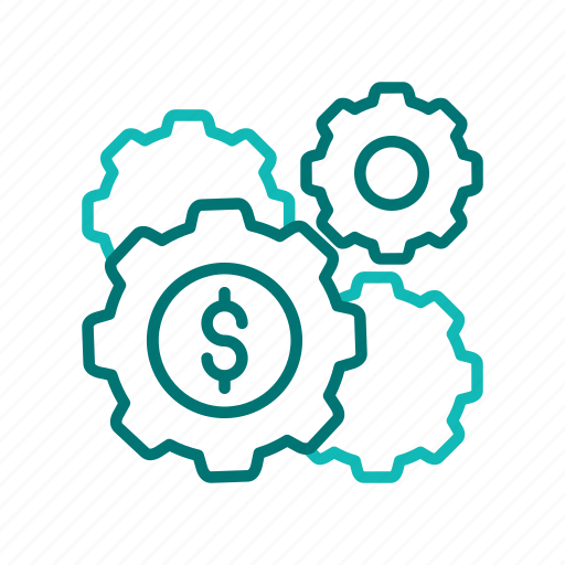Cogwheel, currency, dollar, finance, line, money, thin icon - Download on Iconfinder