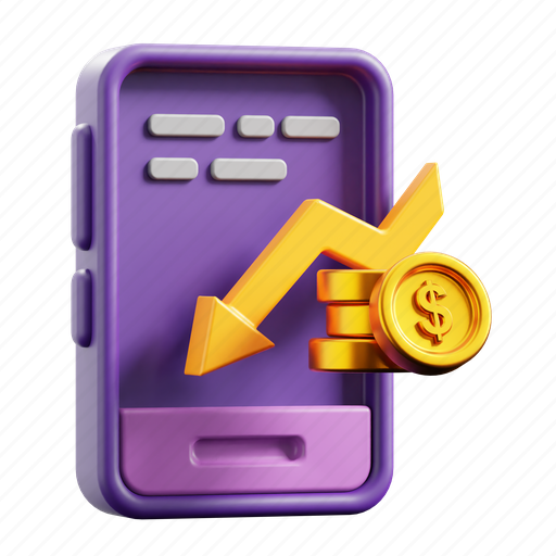 Statistics, analysis, report, finance, money, go down, smartphone icon - Download on Iconfinder