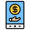 coin, financial, moeny, money, smartphone, transaction, withdrawal