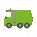 automobile, garbage truck, traffic, transportation, truck, vehicle 