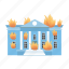 building, fire, flame, house 