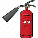 cartoon, emoji, extinguisher, face, fire