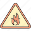 fire exclamation, fire mark, fire sign, flame exclamation, flame indicator, flame sign 