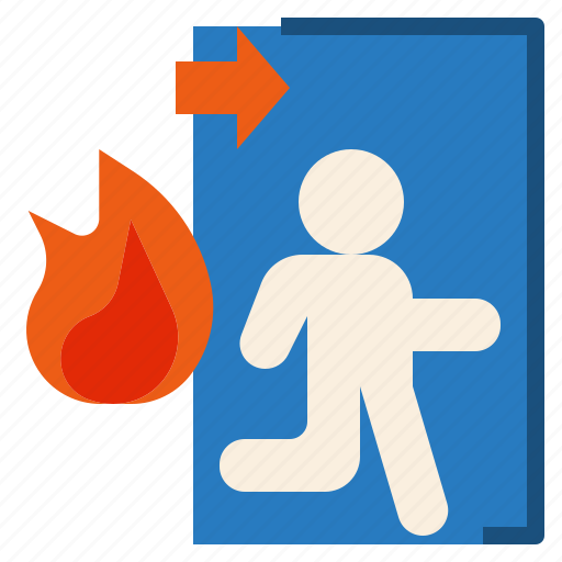Building, burn, emergency, escape, exit, fire, run icon - Download on Iconfinder
