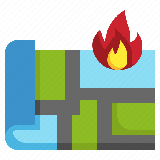Fire, location, firefighter, maps, and, map, pointer icon - Download on Iconfinder