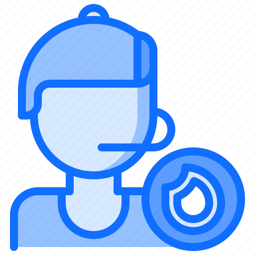 Call, center, operator, headphones, microphone, woman, fireman icon - Download on Iconfinder