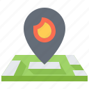 map, pin, location, fireman, fire