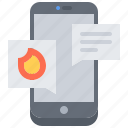 message, messenger, app, smartphone, fireman, fire