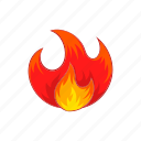 bonfire, burn, cartoon, fire, flame, hot, sign