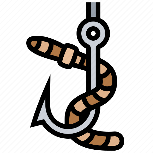 Bait, earthworm, fishing, hook, prey icon - Download on Iconfinder