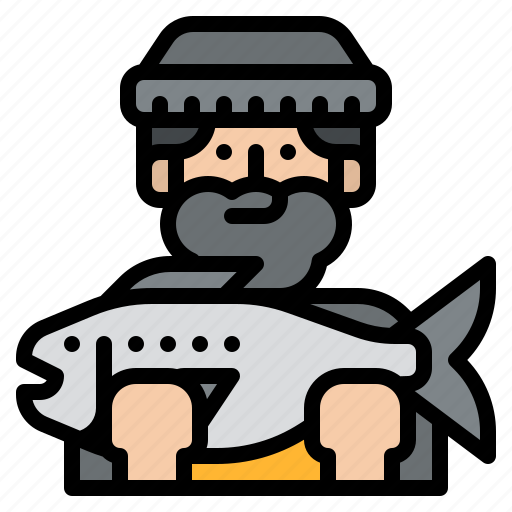 Fisherman, hold, fish, catching icon - Download on Iconfinder