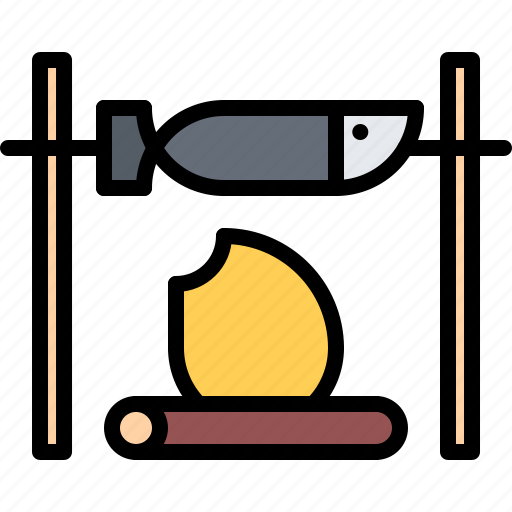 Fish, bonfire, fire, firewood, fisherman, fishing, nature icon - Download on Iconfinder
