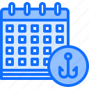 date, calendar, hook, fisherman, fishing, nature