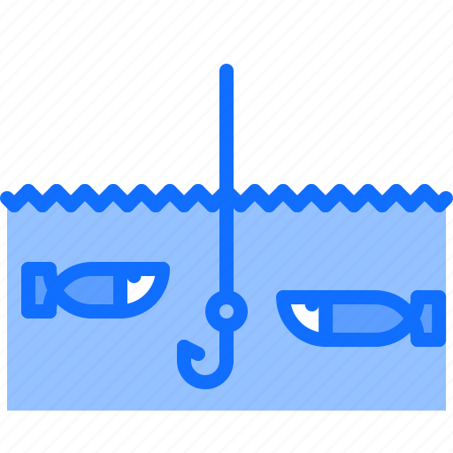Water, fish, hook, rod, fisherman, fishing, nature icon - Download on Iconfinder