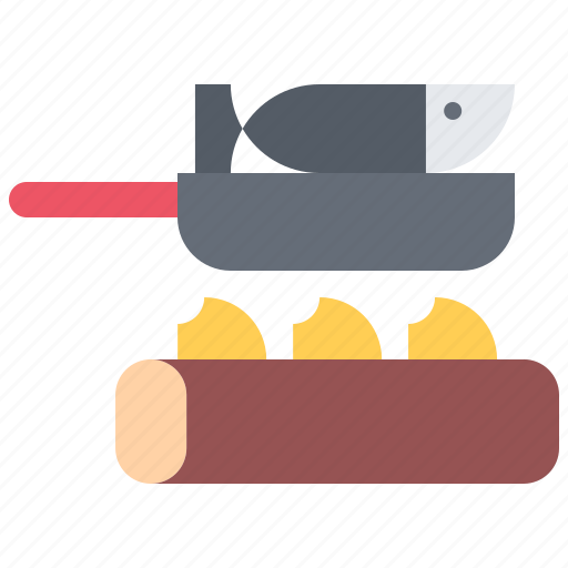 Pan, fire, firewood, food, fisherman, fishing, nature icon - Download on Iconfinder