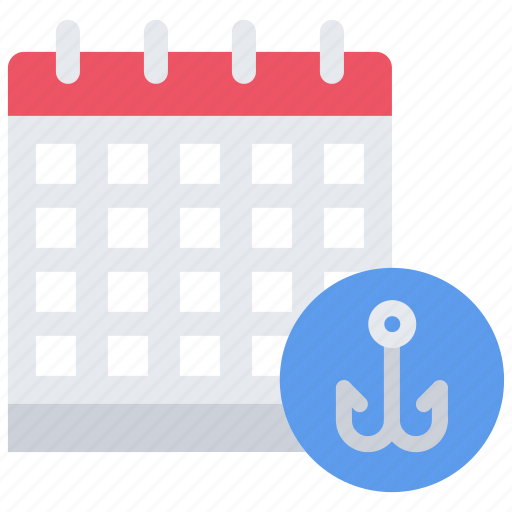 Date, calendar, hook, fisherman, fishing, nature icon - Download on Iconfinder