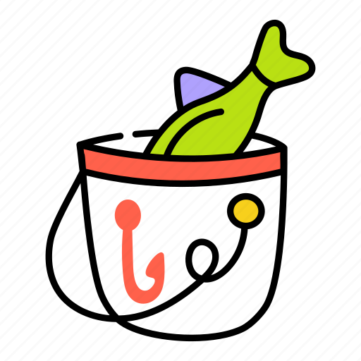 Fish bucket, bait bucket, fish basket, fishing equipment, seafood bucket icon - Download on Iconfinder