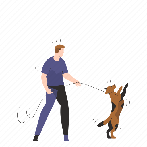Dog, walk, leash, animal, pet, fitness, exercise illustration - Download on Iconfinder
