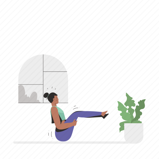 Yoga, girl, woman, exercise, fitness, home, workout illustration - Download on Iconfinder