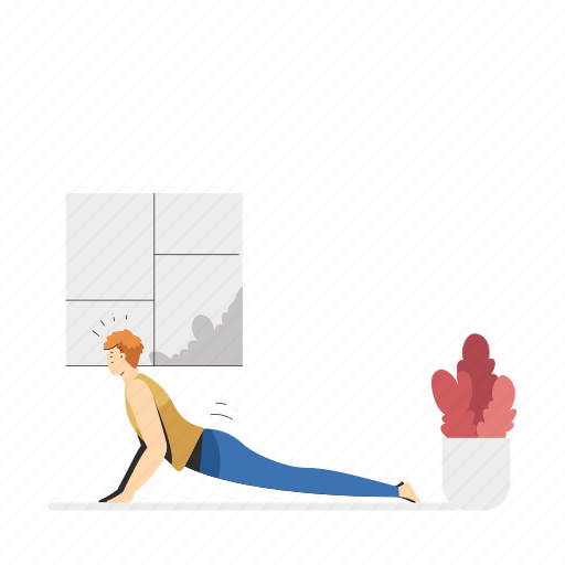 Yoga, man, boy, fitness, workout, exercise, home illustration - Download on Iconfinder