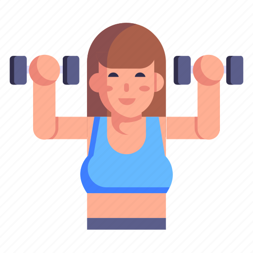 Workout, female bodybuilder, exercise, gym training, weightlifting icon - Download on Iconfinder