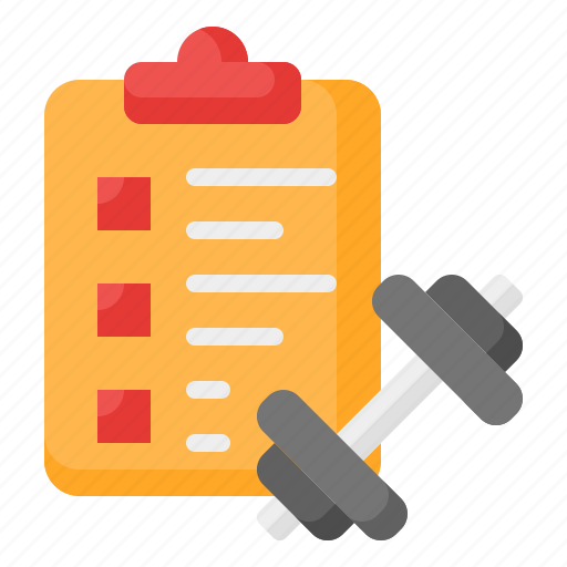 Report, clipboard, plan, exercise, dumbbell, gym, fitness icon - Download on Iconfinder