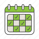 calendar, checkmark, date, month, planner, schedule, week