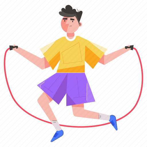 Rope exercise, rope workout, skipping rope, jumping rope, physical exertion illustration - Download on Iconfinder