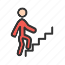 person, climbing, stairs
