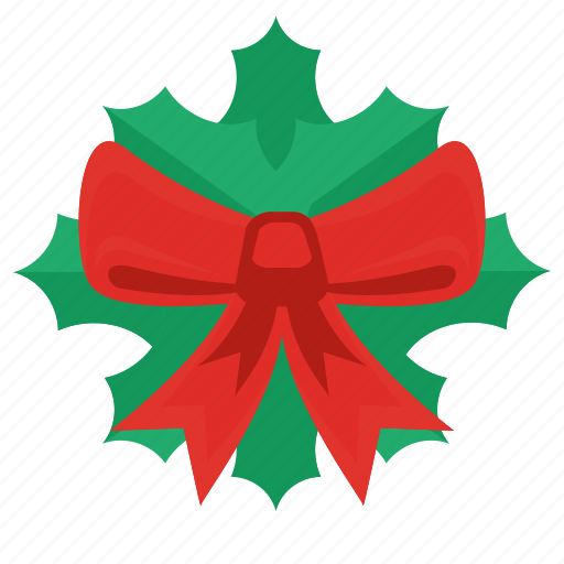 Bow tie, celebration, christmas, christmas decoration, christmas ornaments, green leaf, holiday icon - Download on Iconfinder