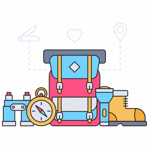 Hiking, hiking accessories, backpack, bag, haversack icon - Download on Iconfinder