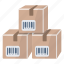 bar codes, boxes, packages, products, references 