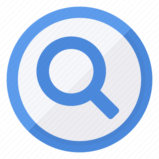 Blue, circle, find, glass, magnifying, white icon - Download on Iconfinder